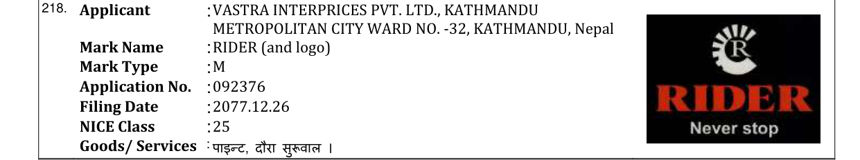 Original bulletin entry for RIDER (and logo)