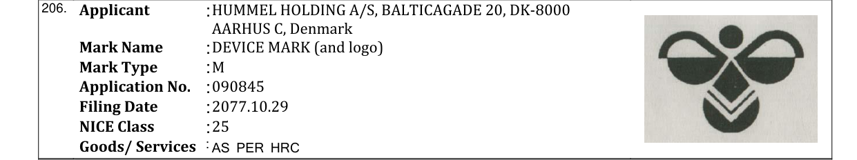 Original bulletin entry for DEVICE MARK (and logo)
