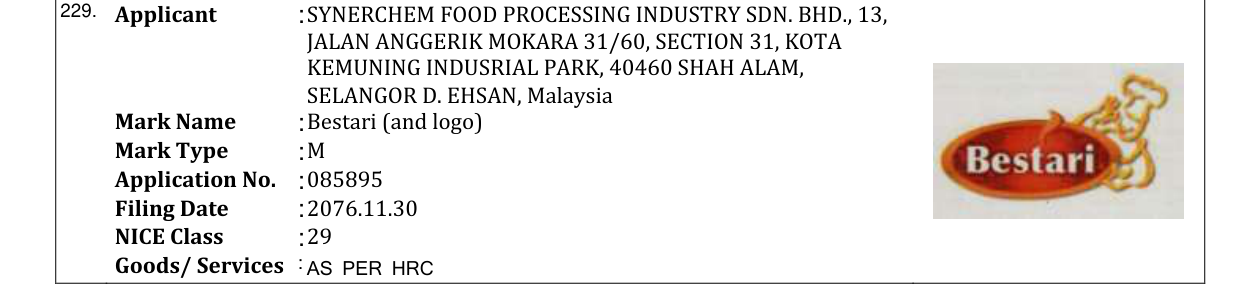 Original bulletin entry for Bestari (and logo)