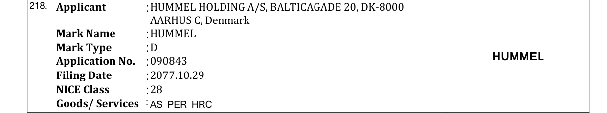 Original bulletin entry for HUMMEL