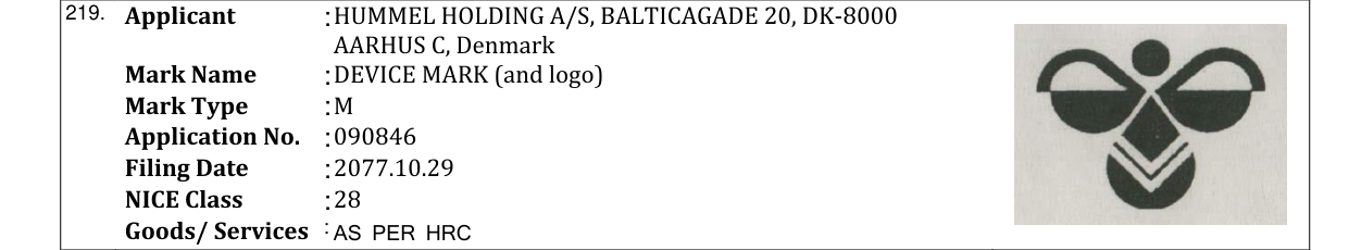 Original bulletin entry for DEVICE MARK (and logo)