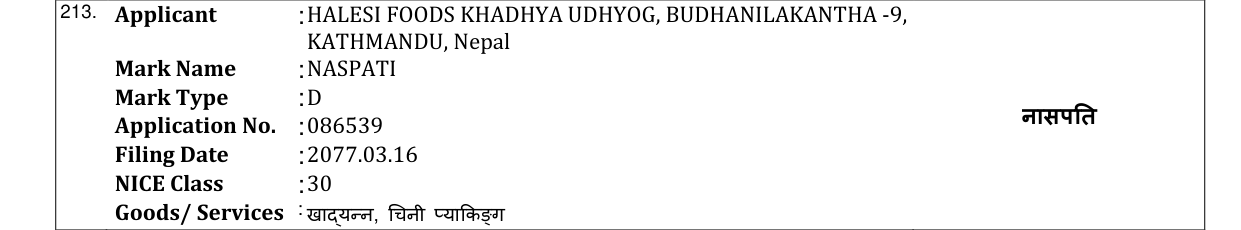 Original bulletin entry for NASPATI