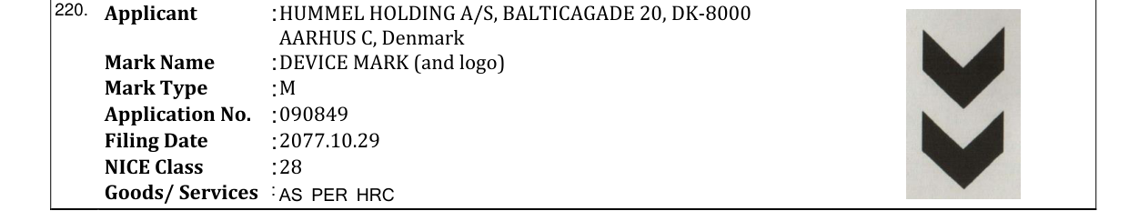 Original bulletin entry for DEVICE MARK (and logo)