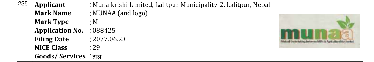 Original bulletin entry for MUNAA (and logo)