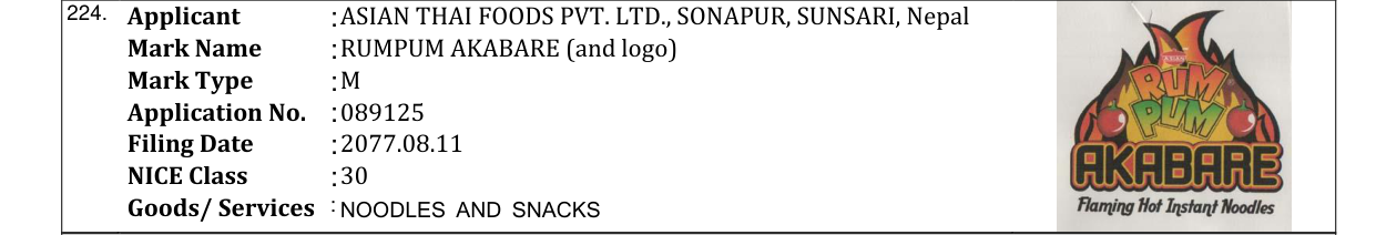 Original bulletin entry for RUMPUM AKABARE (and logo)