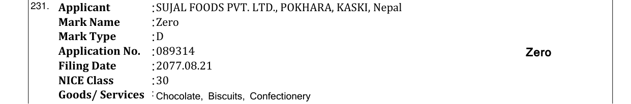 Original bulletin entry for Zero