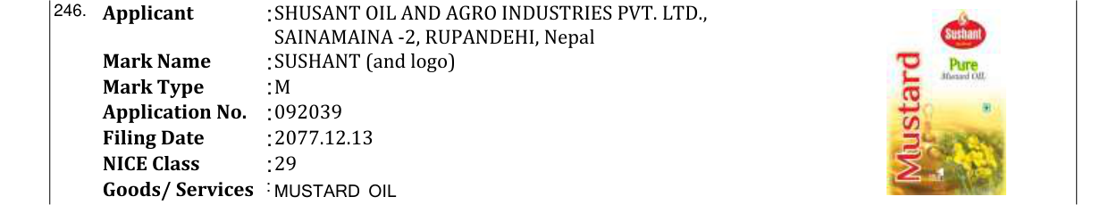 Original bulletin entry for SUSHANT (and logo)