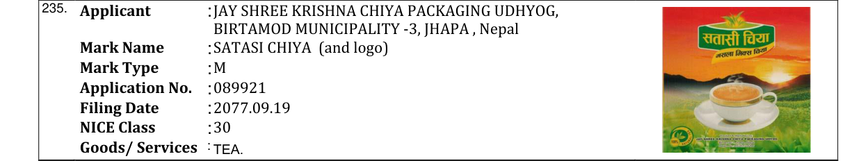 Original bulletin entry for SATASI CHIYA (and logo)