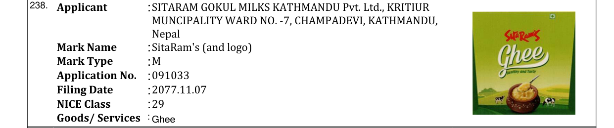 Original bulletin entry for SitaRam's (and logo)