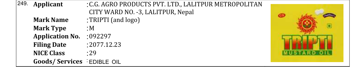 Original bulletin entry for TRIPTI (and logo)