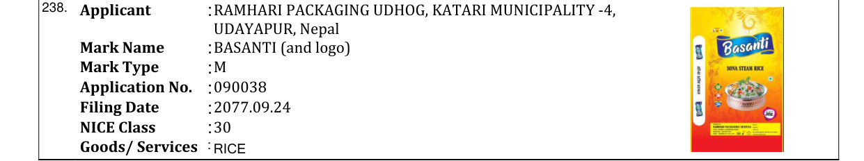 Original bulletin entry for BASANTI (and logo)