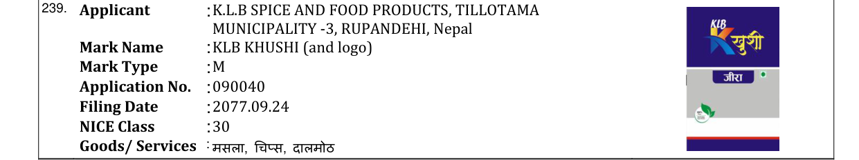 Original bulletin entry for KLB KHUSHI (and logo)