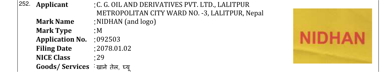 Original bulletin entry for NIDHAN (and logo)