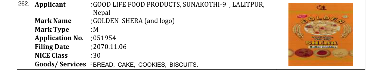 Original bulletin entry for GOLDEN SHERA (and logo)