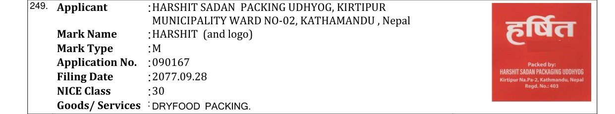Original bulletin entry for HARSHIT (and logo)