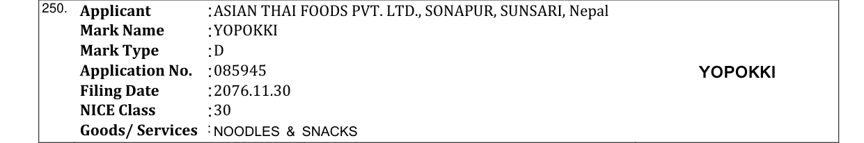 Original bulletin entry for YOPOKKI