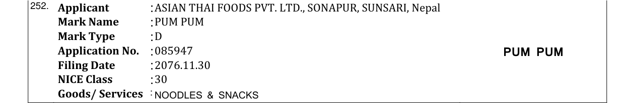 Original bulletin entry for PUM PUM