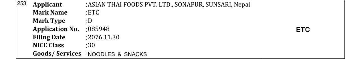 Original bulletin entry for ETC
