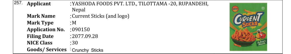 Original bulletin entry for Current Sticks (and logo)