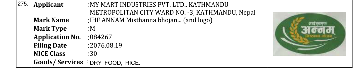 Original bulletin entry for IHF ANNAM Misthanna bhojan... (and logo)