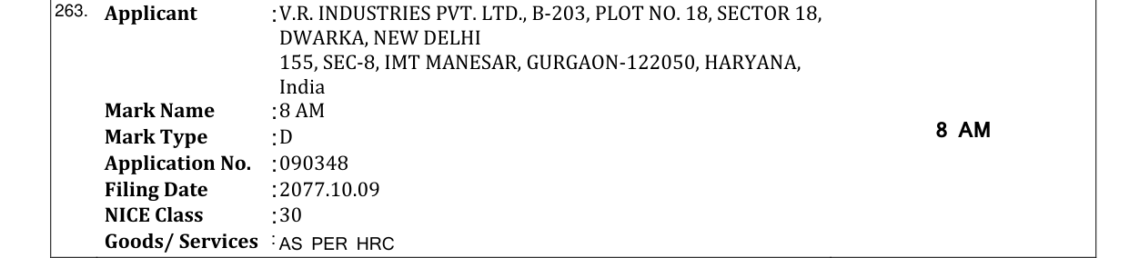 Original bulletin entry for 8 AM