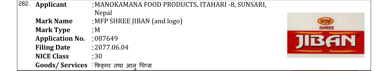 Original bulletin entry for MFP SHREE JIBAN (and logo)