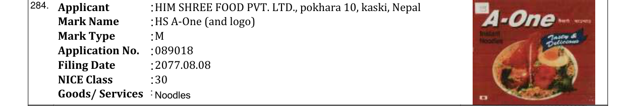 Original bulletin entry for HS A-One (and logo)