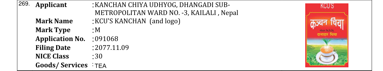 Original bulletin entry for KCU'S KANCHAN (and logo)