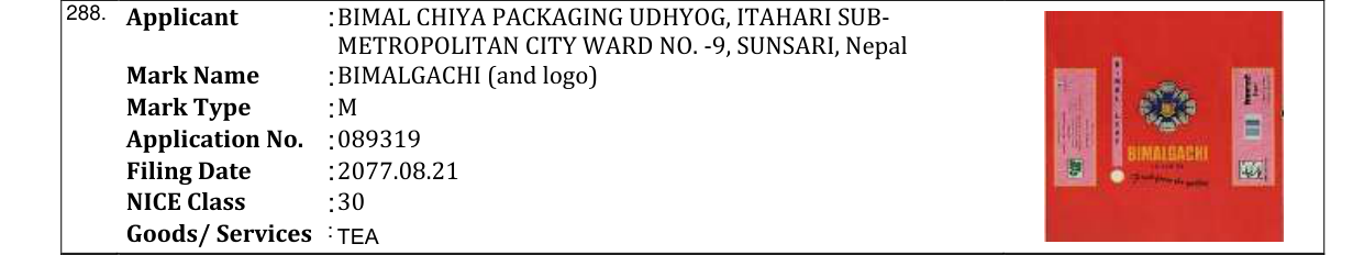 Original bulletin entry for BIMALGACHI (and logo)