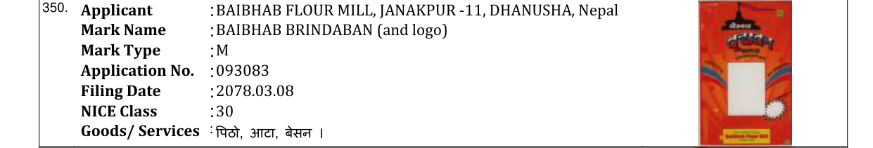 Original bulletin entry for BAIBHAB BRINDABAN (and logo)