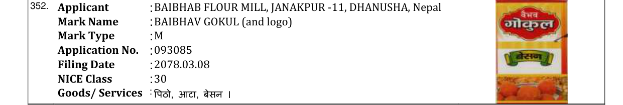 Original bulletin entry for BAIBHAV GOKUL (and logo)