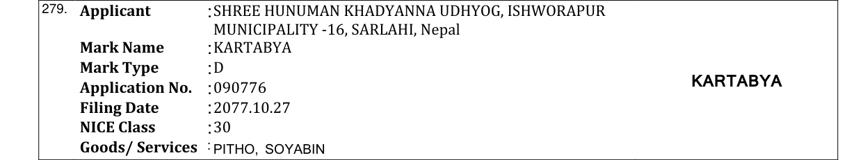 Original bulletin entry for KARTABYA