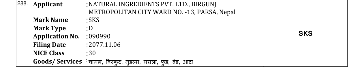 Original bulletin entry for SKS