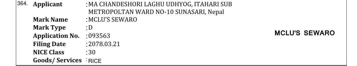 Original bulletin entry for MCLU'S SEWARO