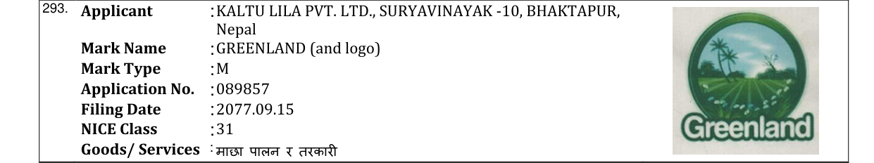 Original bulletin entry for GREENLAND (and logo)