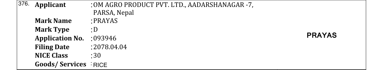Original bulletin entry for PRAYAS