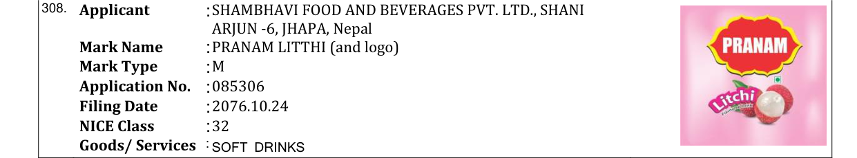 Original bulletin entry for PRANAM LITTHI (and logo)