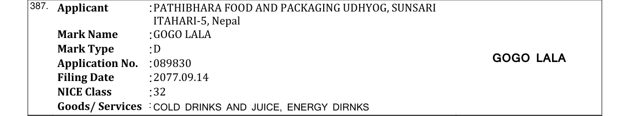 Original bulletin entry for GOGO LALA