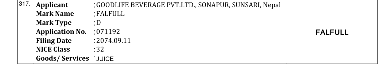 Original bulletin entry for FALFULL
