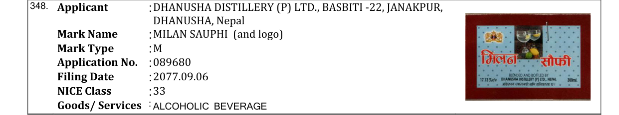 Original bulletin entry for MILAN SAUPHI (and logo)