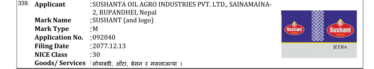 Original bulletin entry for SUSHANT (and logo)