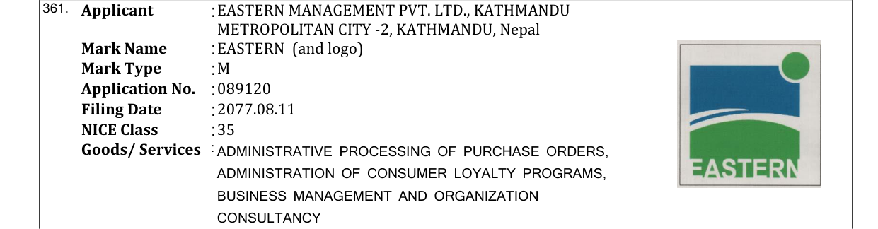 Original bulletin entry for EASTERN (and logo)