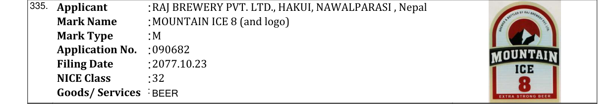 Original bulletin entry for MOUNTAIN ICE 8 (and logo)