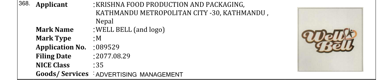 Original bulletin entry for WELL BELL (and logo)