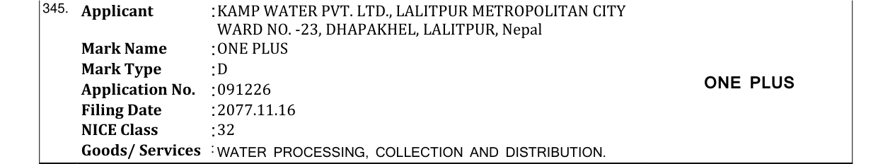 Original bulletin entry for ONE PLUS