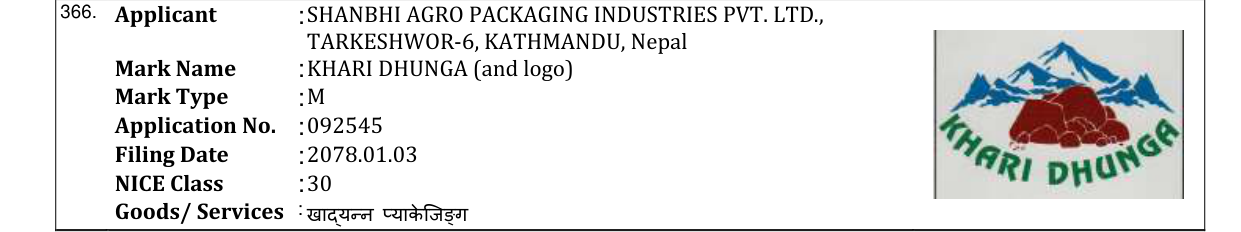 Original bulletin entry for KHARI DHUNGA (and logo)