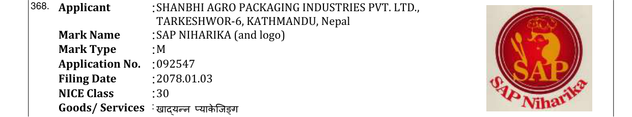 Original bulletin entry for SAP NIHARIKA (and logo)
