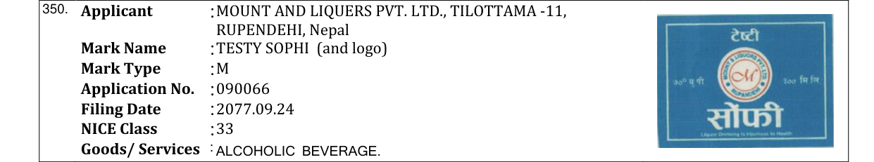 Original bulletin entry for TESTY SOPHI (and logo)