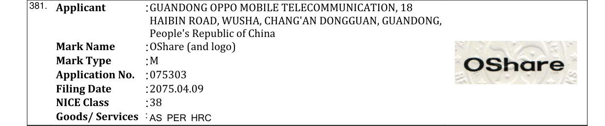 Original bulletin entry for OShare (and logo)