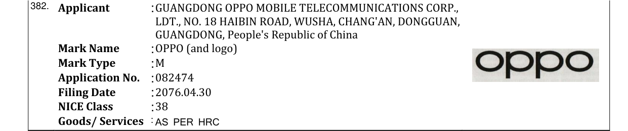 Original bulletin entry for OPPO (and logo)